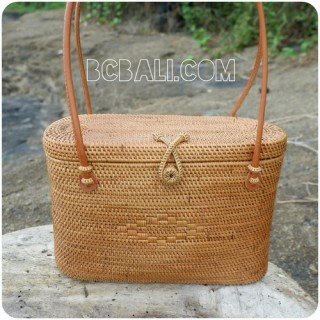 rattan straw handbags full handwoven oval unique style